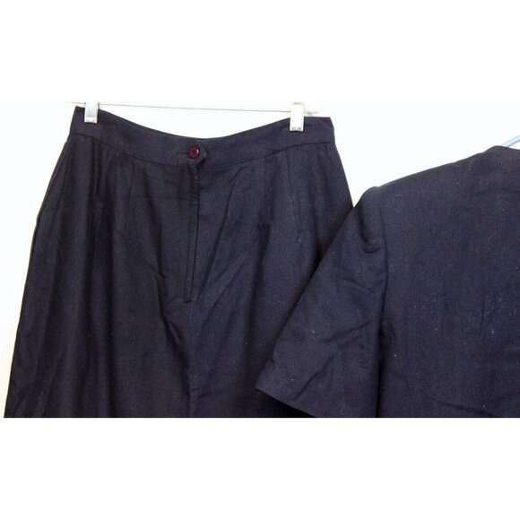 VTG 90s SBS Collection Navy Blue Silk Skirt Suit sz 12 Women Work Shoulder Pads - Picture 7 of 13